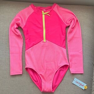 Cat & Jack Kids Neon Pink Rashguard Swimsuit